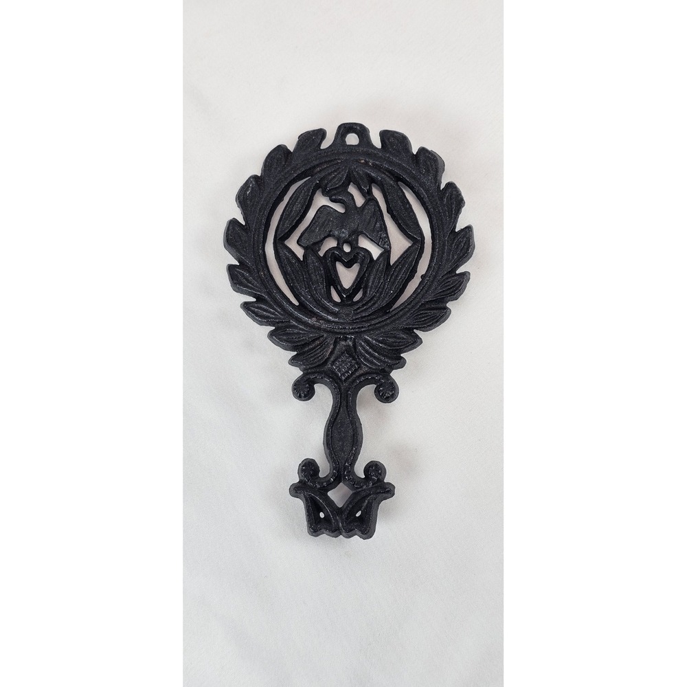 Vintage Cast Iron Trivet Lovebirds Heart Japan Mini 5x3 Wall Decor